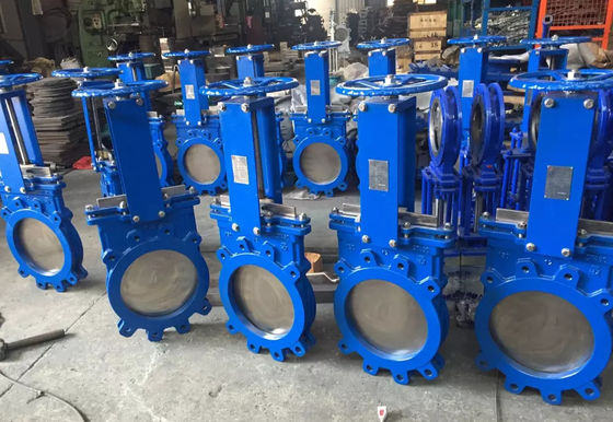 Van cổng nước mặt bích đôi Van cổng dao bằng thép không gỉ vận hành bằng tay