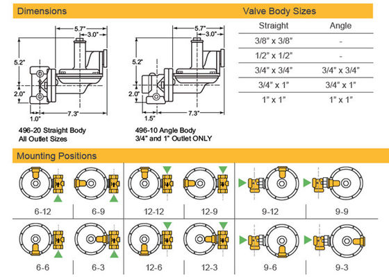 Bộ điều chỉnh khí hai giai đoạn trong nước Mẫu thân bằng gang bền có độ chính xác cao Sensus 496
